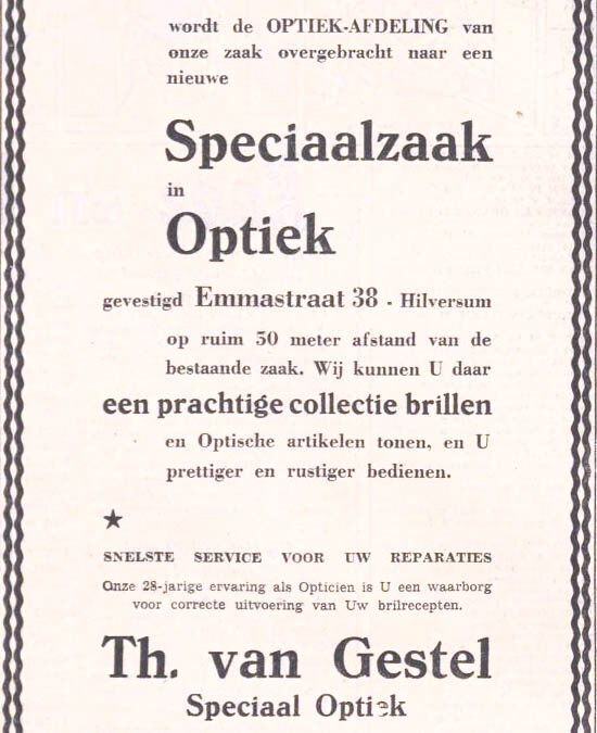 Speciaalzaak Optiek Emmastraat 38 – 15 mei 1952